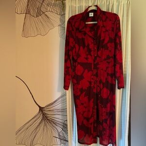Cabi Red Floral  Shirt Dress - Fire and Ice Collection Size L